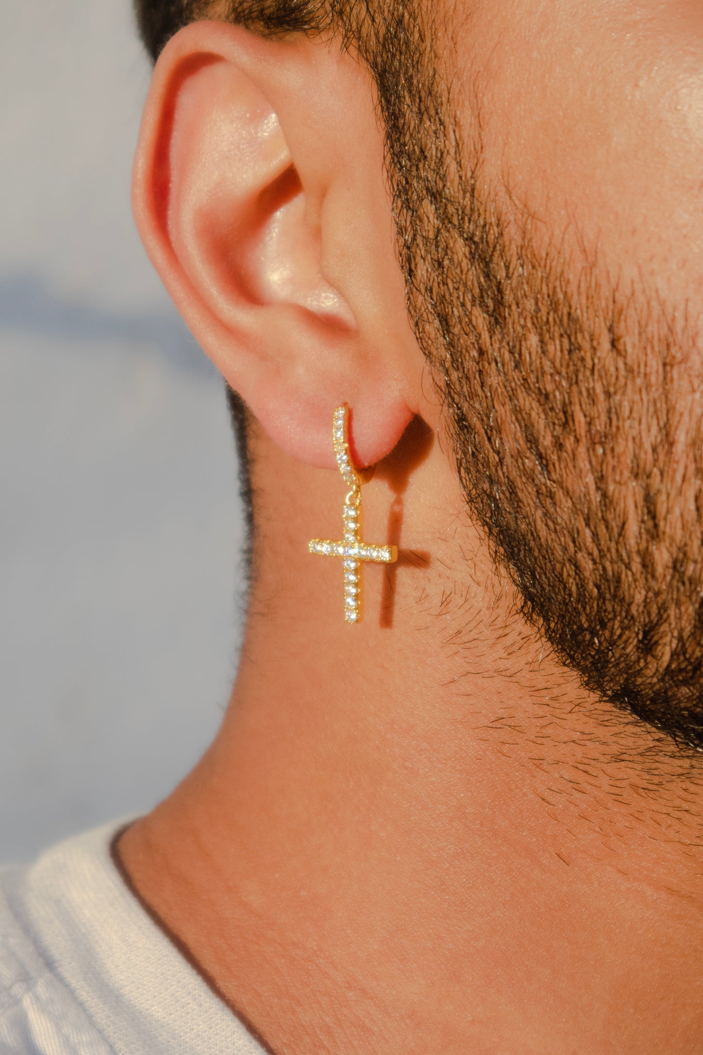 ICED CROSS EARRING