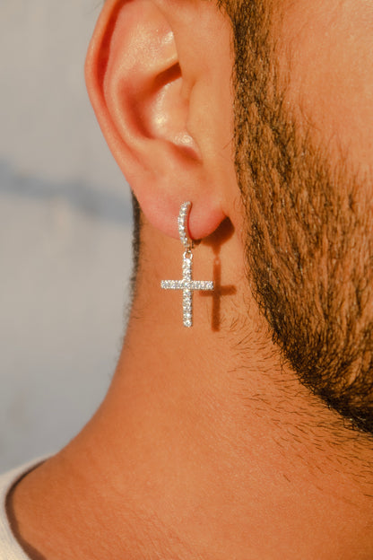 ICED CROSS EARRING