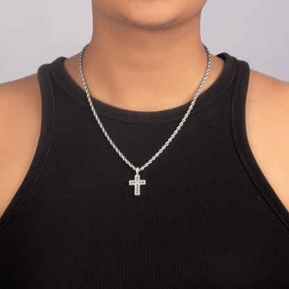 ICED BAGUETTE CROSS PENDANT