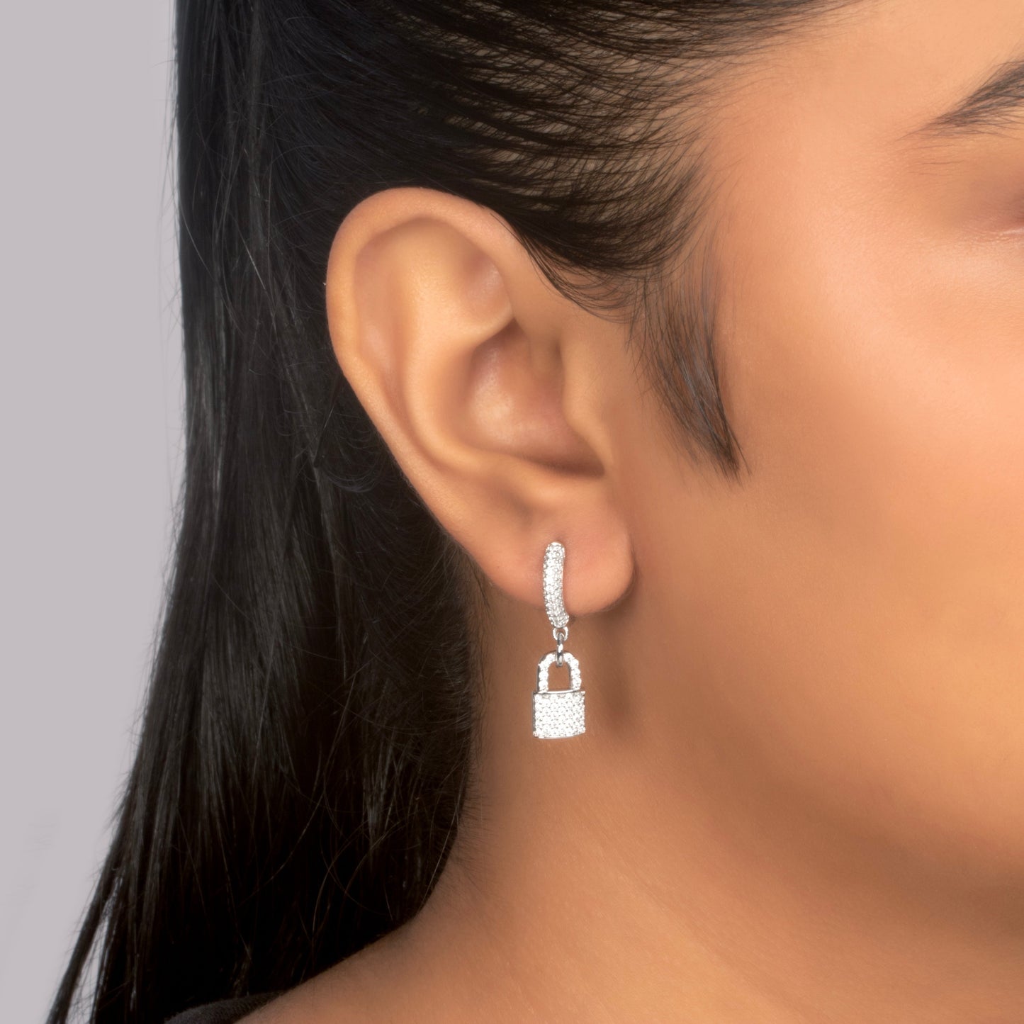 ICED LOCK EARRING