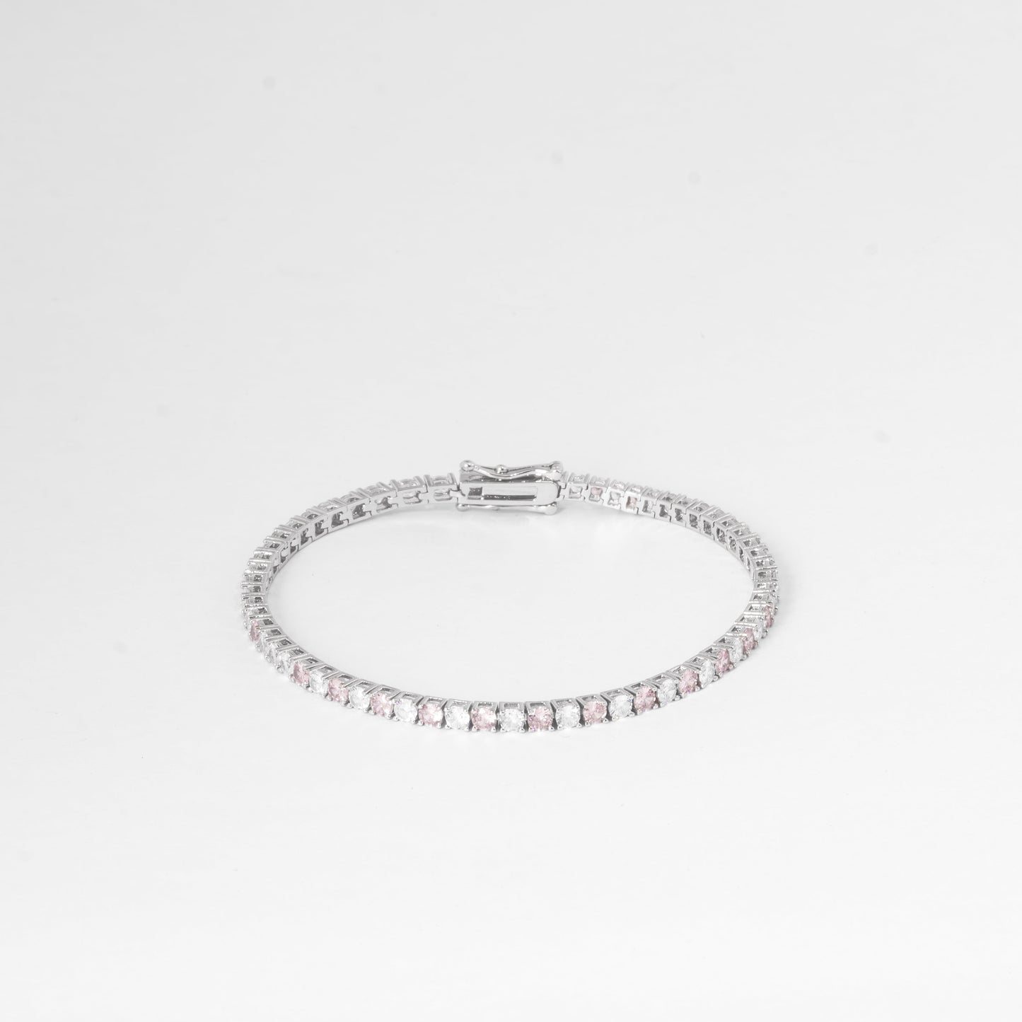 3MM TENNIS BRACELET- WHITE & PINK