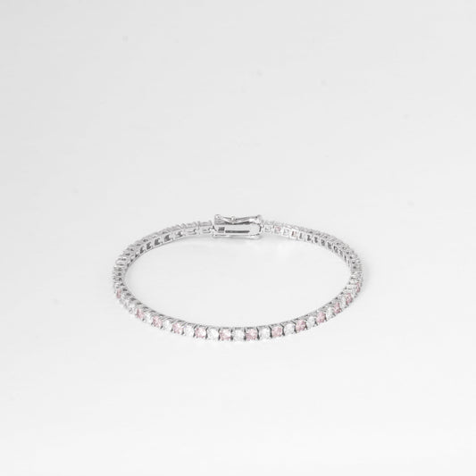 3MM TENNIS BRACELET- WHITE & PINK