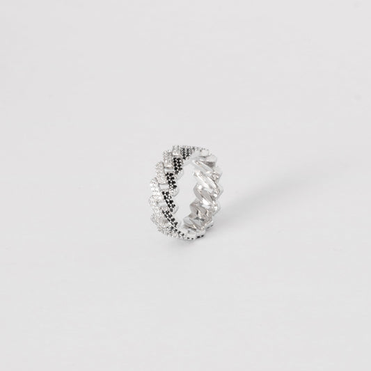 ICED PRONG CUBAN RING - BLACK